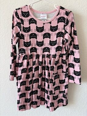 Hanna Andersson Pink Dress with Black Cat Print